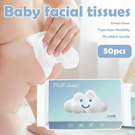 Baby Cloud Soft Moisturizing Tissues – 50 Sheets | Gentle Wipes Baby Moisturizing Tissues Peaceful Pleasures Health and Wellness 50pcs CN