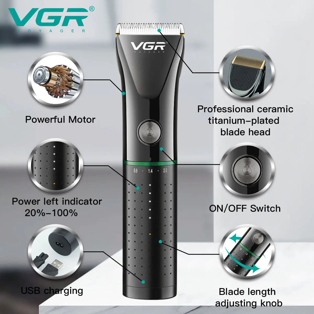 VGR 661 new hair clipper with metal body, hair trimmer for home use, carving pusher, USB dual-use, high battery life, electric c Peaceful Pleasures Health and Wellness
