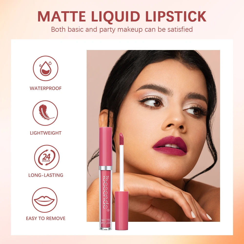 ibcccndc 12-Color Matte Velvet Liquid Lipstick – 12Hr Wear Liquid Lipstick Peaceful Pleasures Health and Wellness