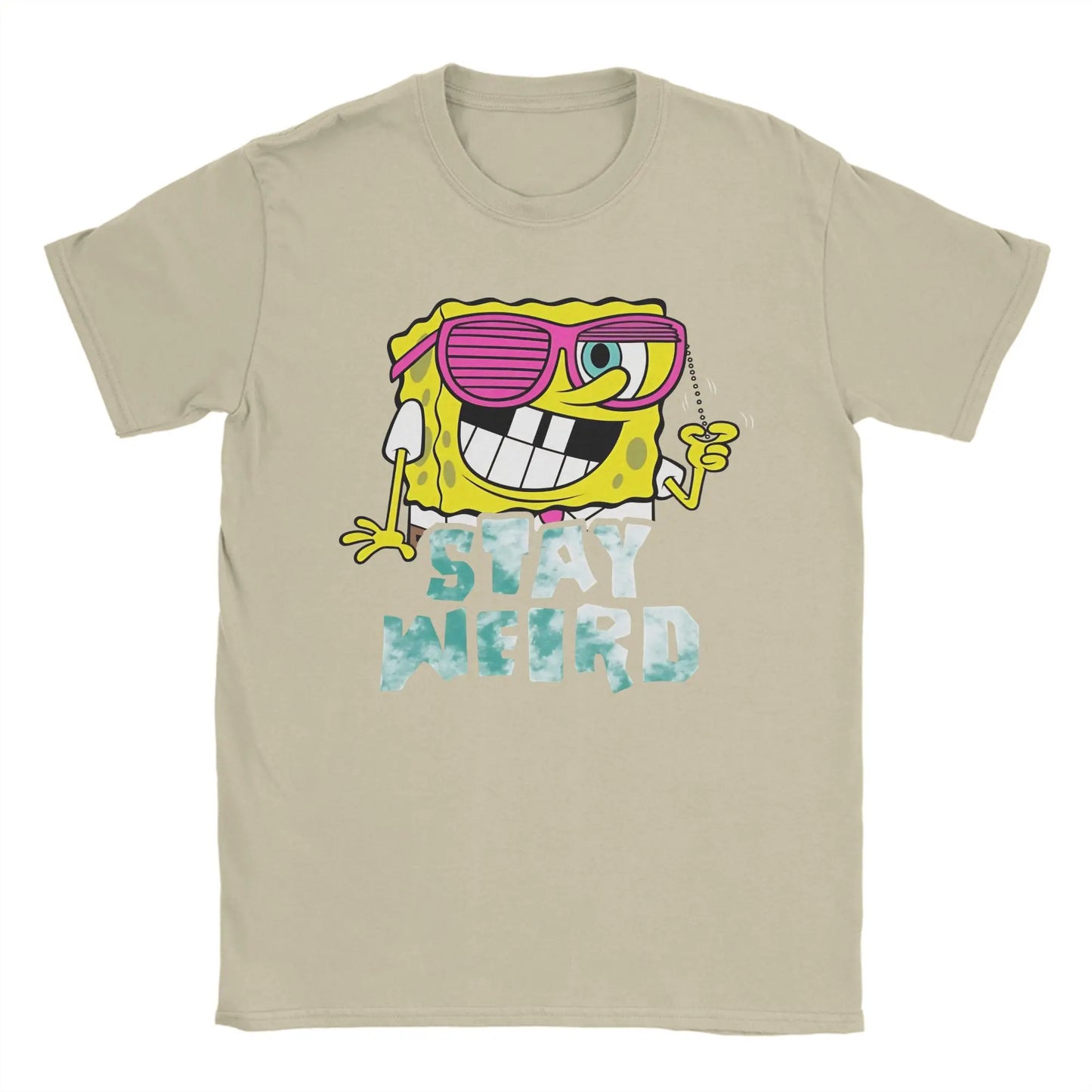 S-Spongebobs T Shirt Summer Stay Weird Pure Cotton T Shirts For Men Popular Casual Tshirt Short Sleeve Awesome Top Tees Peaceful Pleasures Health and Wellness
