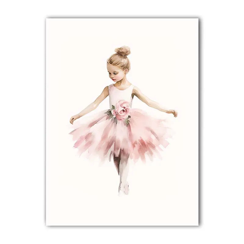 Nursery Wall Art, Nordic Cute Pink Ballet Girl Canvas Painting | Baby Poster for Toddler Kids Room Wall Decor Peaceful Pleasures Health and Wellness 03 50x70cm NoFrame China Mainland