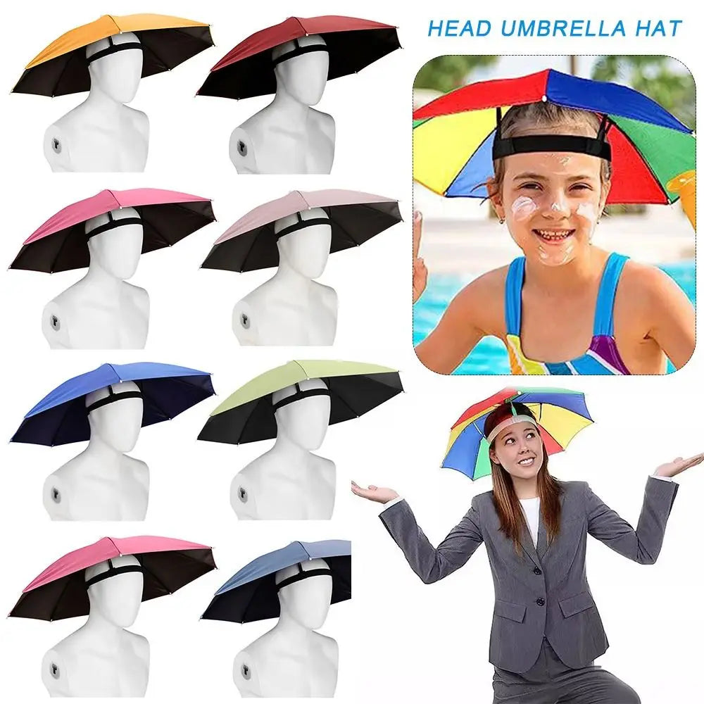 Portable Sunshade Head Umbrella Hat Windproof Elastic band Rain Gear Head Wearing Head Hats Peaceful Pleasures Health and Wellness