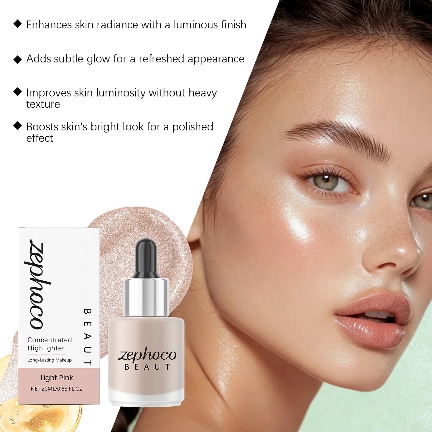 Zephoco Concentrated Liquid Highlighter | Glowing Skin Makeup