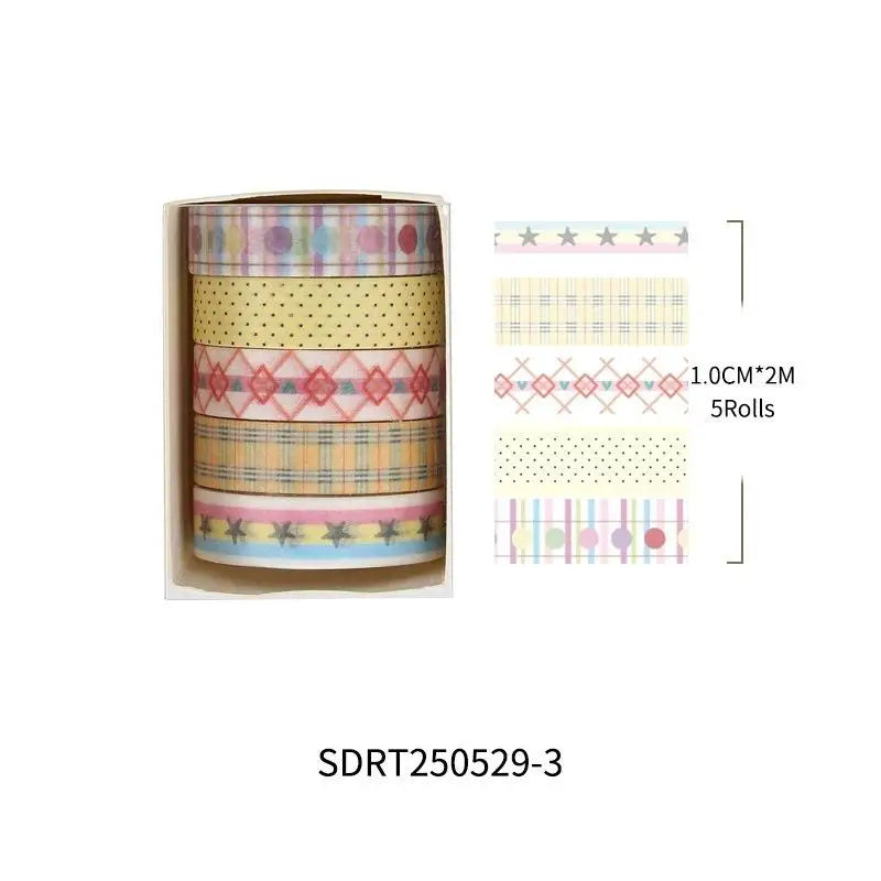 5-Pack Cherry Star Cartoon Washi Tape for Journals & Planners