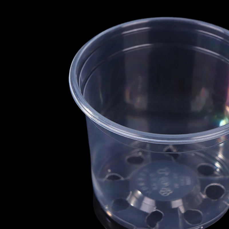 5 Pieces 6 Sizes 3/3.5/4/5/6/7 Inches Greenhouse Transparent Plastic Flowerpot Drainage Hole Pot Breathable Nursery Flower Pot Peaceful Pleasures Health and Wellness