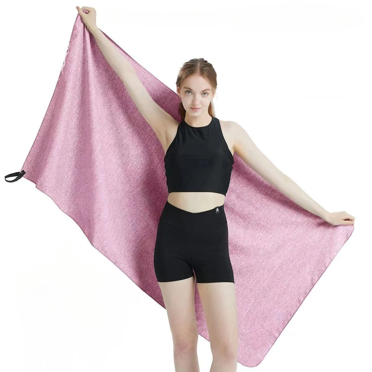 Ultra-fine Fiber Cationic Quick-drying Sports Towel Outdoor Fitness Water-absorbing Towel Sweat-wiping Towel Peaceful Pleasures Health and Wellness Pink 80x160cm