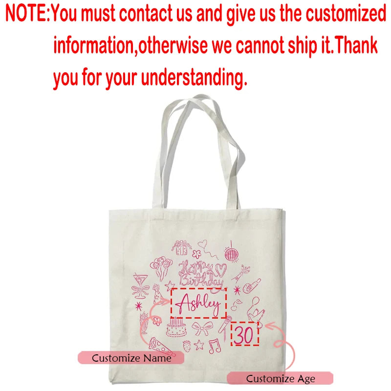 Personalized Name & Age Canvas Tote Bag | Custom Birthday Gift Personalized Canvas Tote Peaceful Pleasures Health and Wellness custom bag 34x42cm
