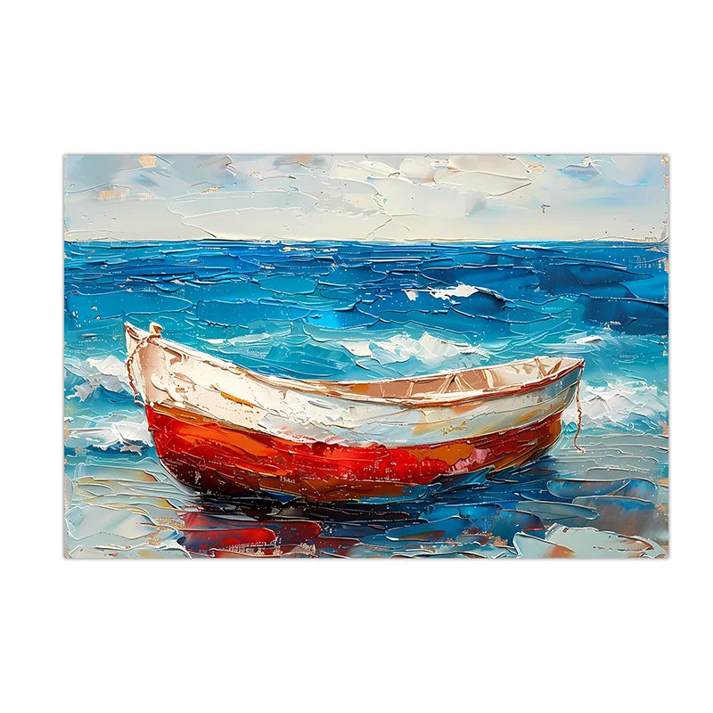 Coastal Impressionist Ocean Canvas Wall Art | Nordic Print Canvas Wall Art Peaceful Pleasures Health and Wellness 02 20x25cm No Frame China Mainland