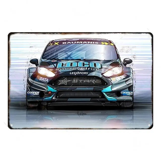 Cool Race Car Vintage Metal Poster Modern Sport Car Retro Tin Sign Auto Club Wall Decoration Plaque for Home Decor Peaceful Pleasures Health and Wellness 8 40x60cm Unframed