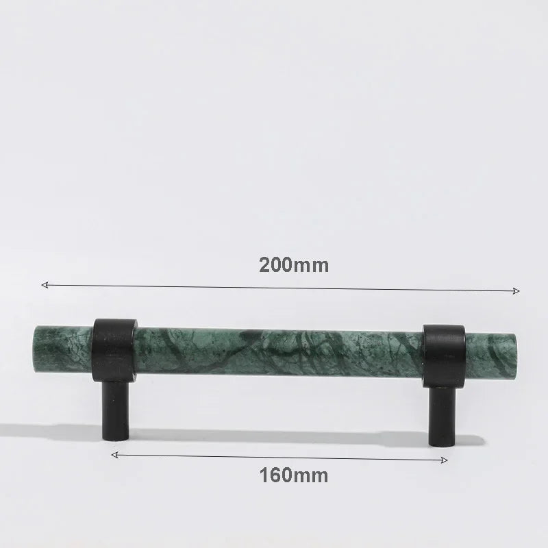Green Marble & Black Brass Cabinet Drawer Pull Handle Knob