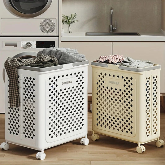 Foldable Storage Basket with Wheels & Handles | Rolling Bin Rolling Storage Basket Peaceful Pleasures Health and Wellness