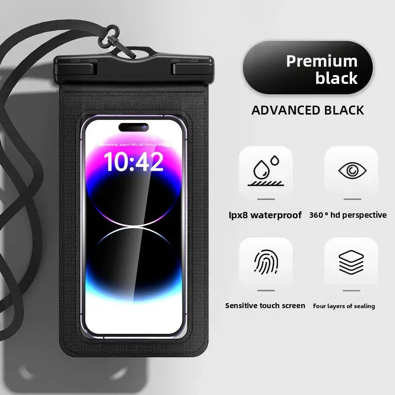 waterproof smartphone case cellphone pouch underwater phone case waterproof phone pouch for swimming bag floating phone case Peaceful Pleasures Health and Wellness Black(7 inch)