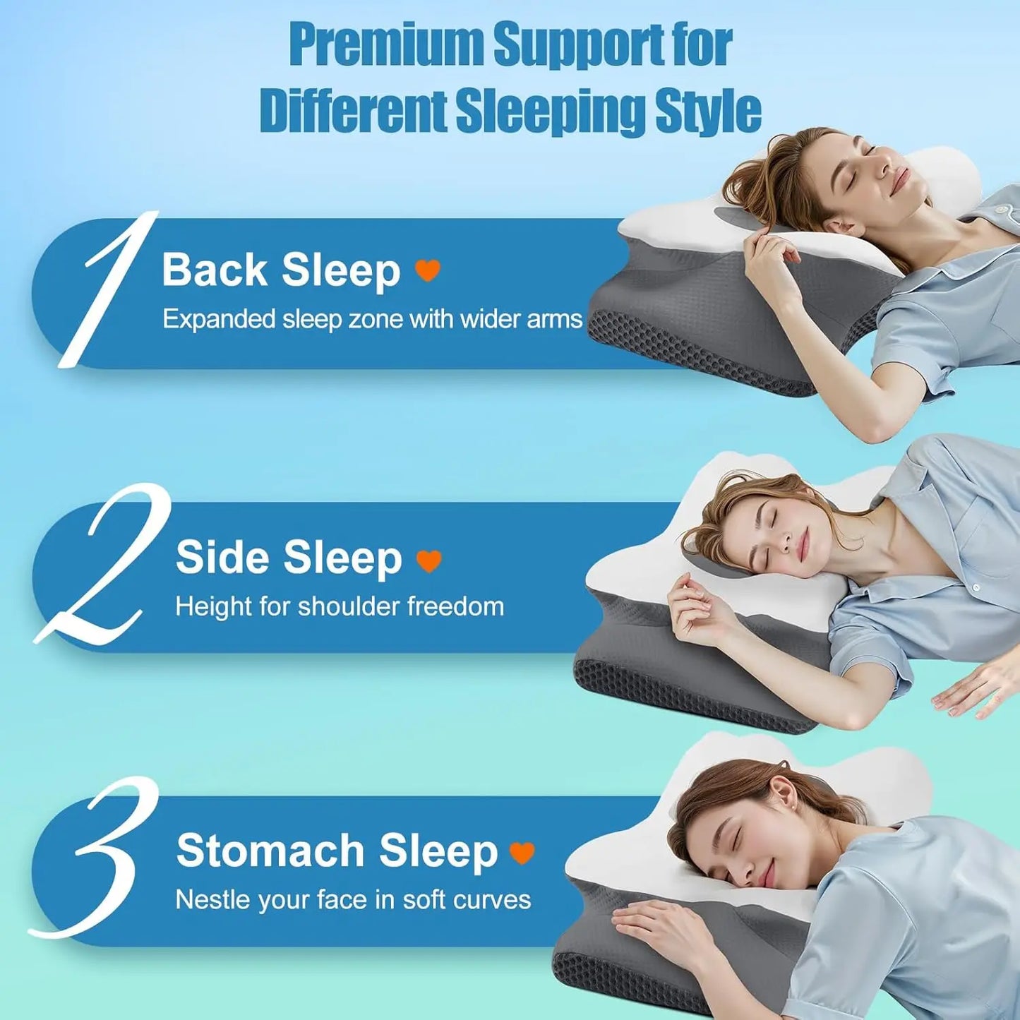 Memory Foam Neck Pillow – Ergonomic Support for Side, Back & Stomach Sleepers Peaceful Pleasures Health and Wellness