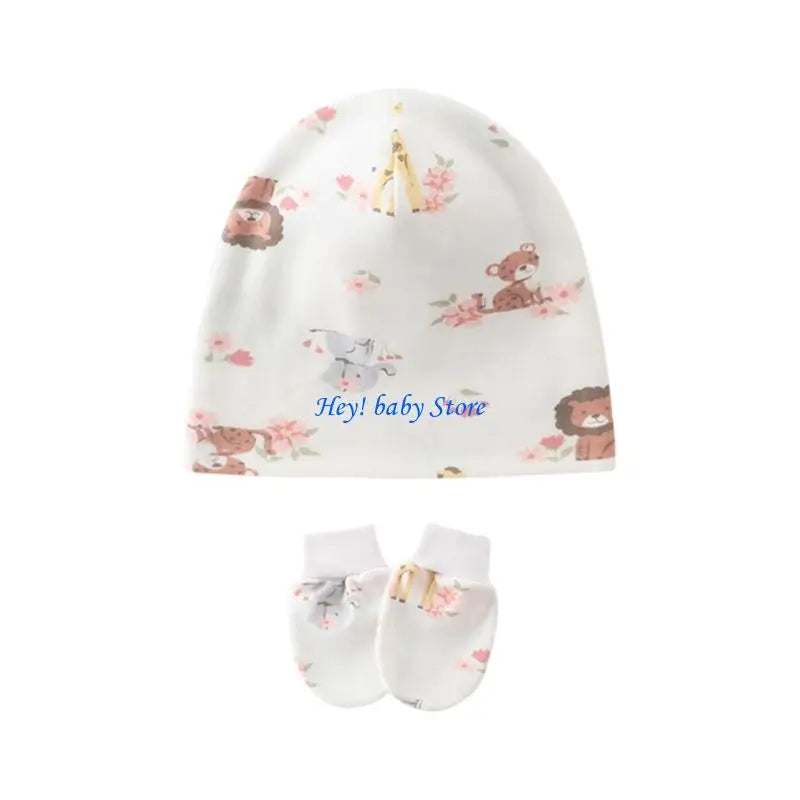 Newborn Baby Hat & Mittens Set | Soft Cotton, 0–3 Months