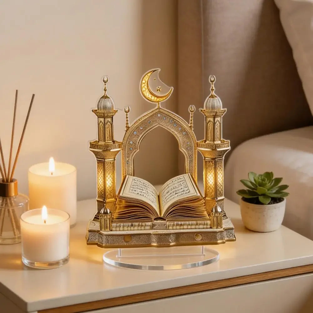 1pc 2D Quran Acrylic Desktop Decor - Ramadan Moon Star Design, Eid Al-Fitr Home Ornament, Muslim Festival Decoration Gift Peaceful Pleasures Health and Wellness