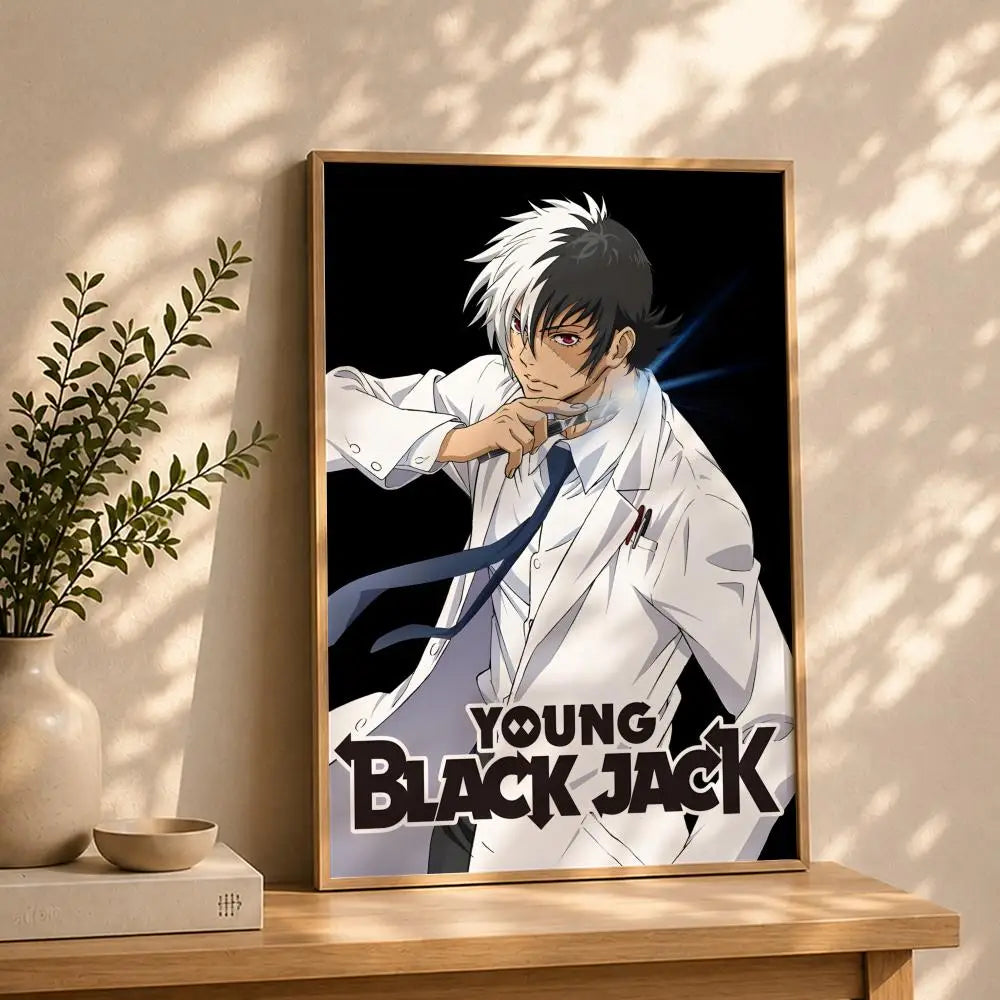 Black Jack Anime Poster – HD Self-Adhesive Waterproof Wall Art Anime Wall Poster Peaceful Pleasures Health and Wellness White2 50X70cmNoframe