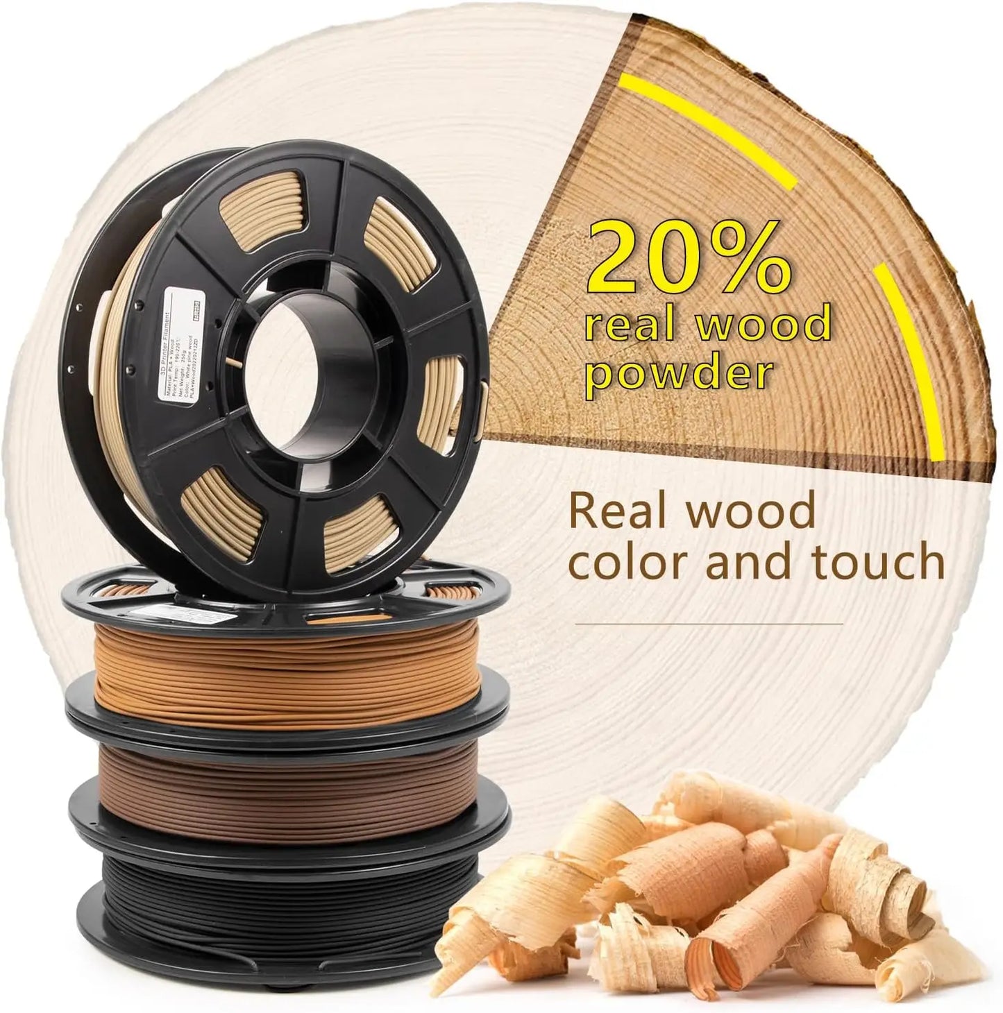 Wood PLA+ Filament 1.75mm | 250g–1000g Spool ±0.03mm