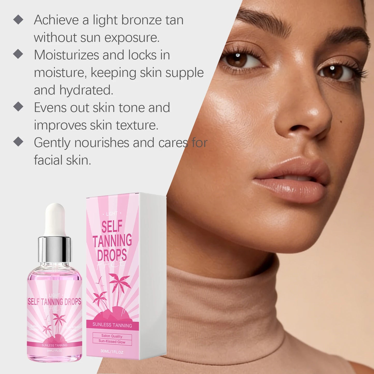 Self Tanning Drops – Sunless Bronzing Serum for Face & Body