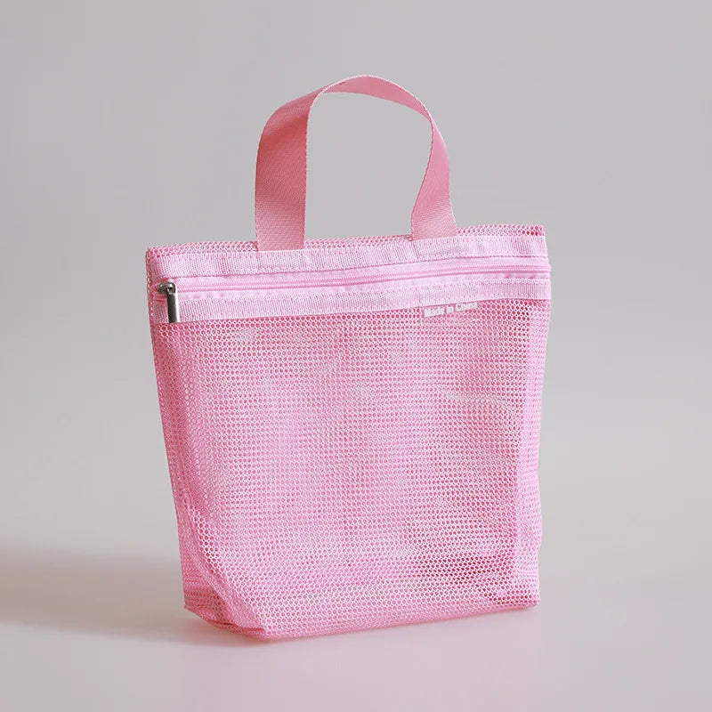 Portable Mesh Makeup Toiletry Storage Bags Handbags Travel Washing Body Shower Tools Organizer Hanging Cosmetic Organizer Pouch Peaceful Pleasures Health and Wellness Pink