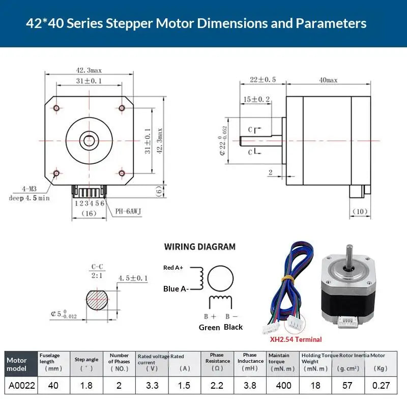 NEMA 17 Stepper Motor 1.0A 12V 14N.cm | 3D Printer & CNC Laser