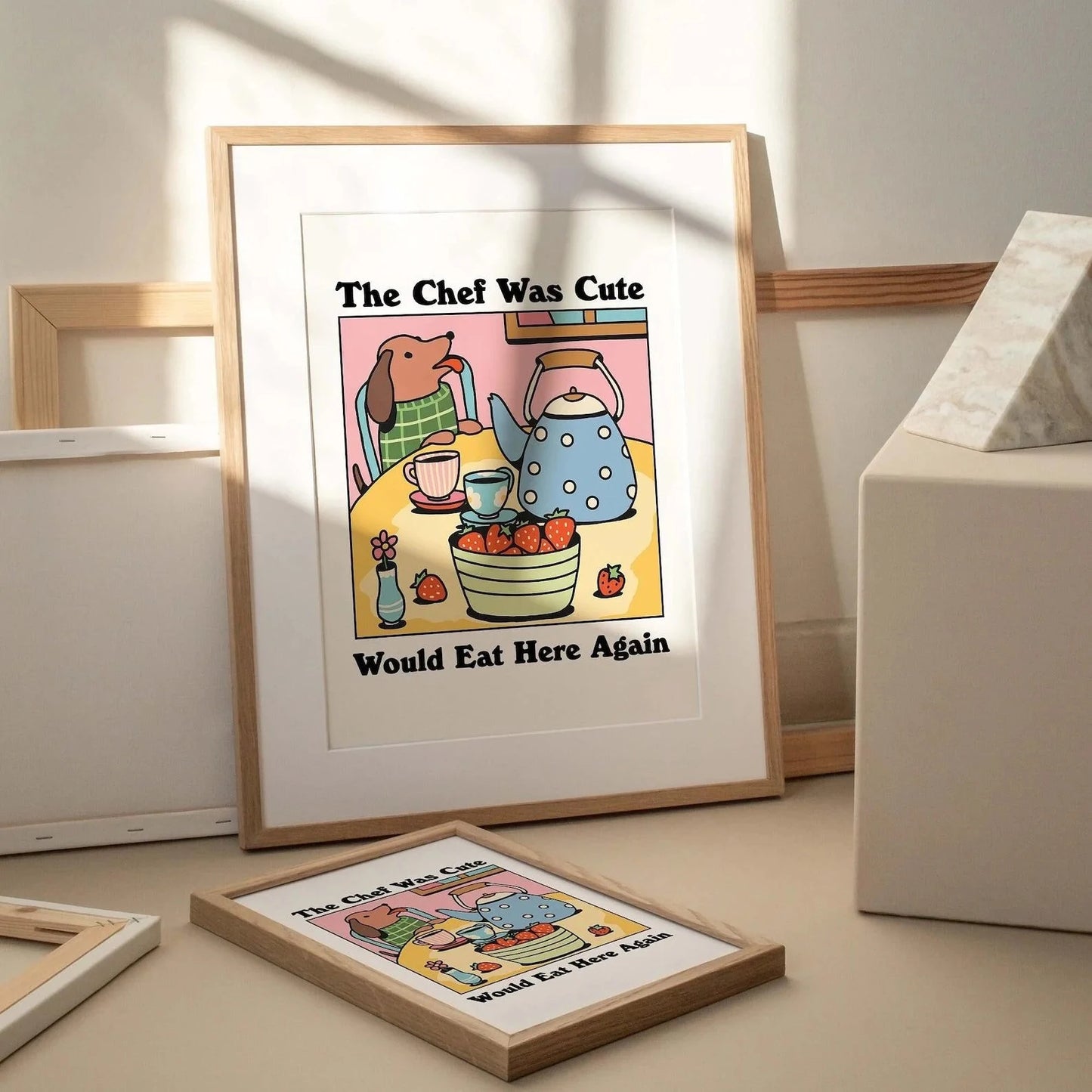 Cute Chef Sausage Dog Canvas Wall Art | Kids & Home Decor Print