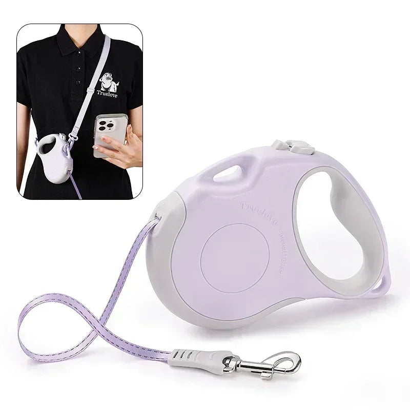 Truelove Tangle Free Retractable Dog Leash 16 Ft Strong Nylon Tape One-Handed Brake Pause Lock Dog Cat Owners Reliable TLL5001 Peaceful Pleasures Health and Wellness Regal Orchid Gray S China Mainland