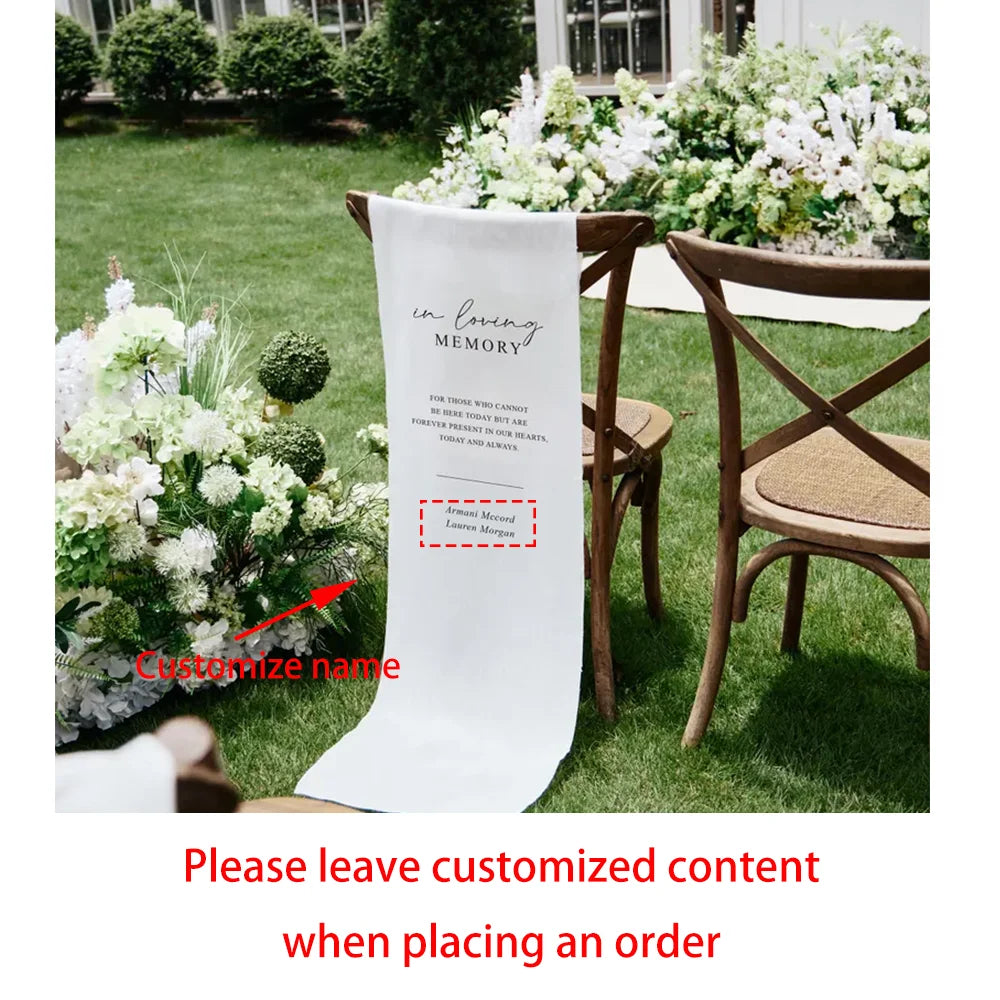 Personalized In Loving Memory Wedding Sign | White Linen Banner
