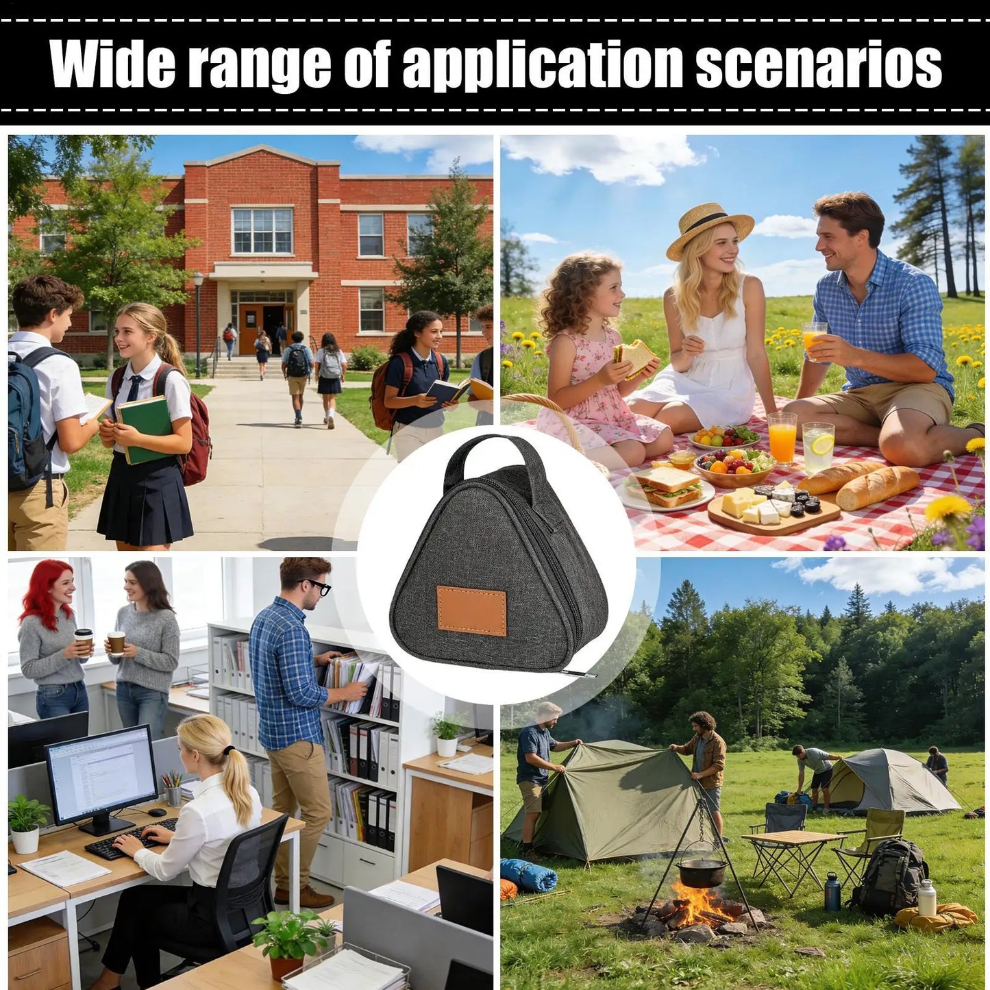 Triangular Insulated Sandwich Storage Small Lunch Box Reusable Snack Bags for Adults Kids Work School Outdoor Picnic Travel Peaceful Pleasures Health and Wellness