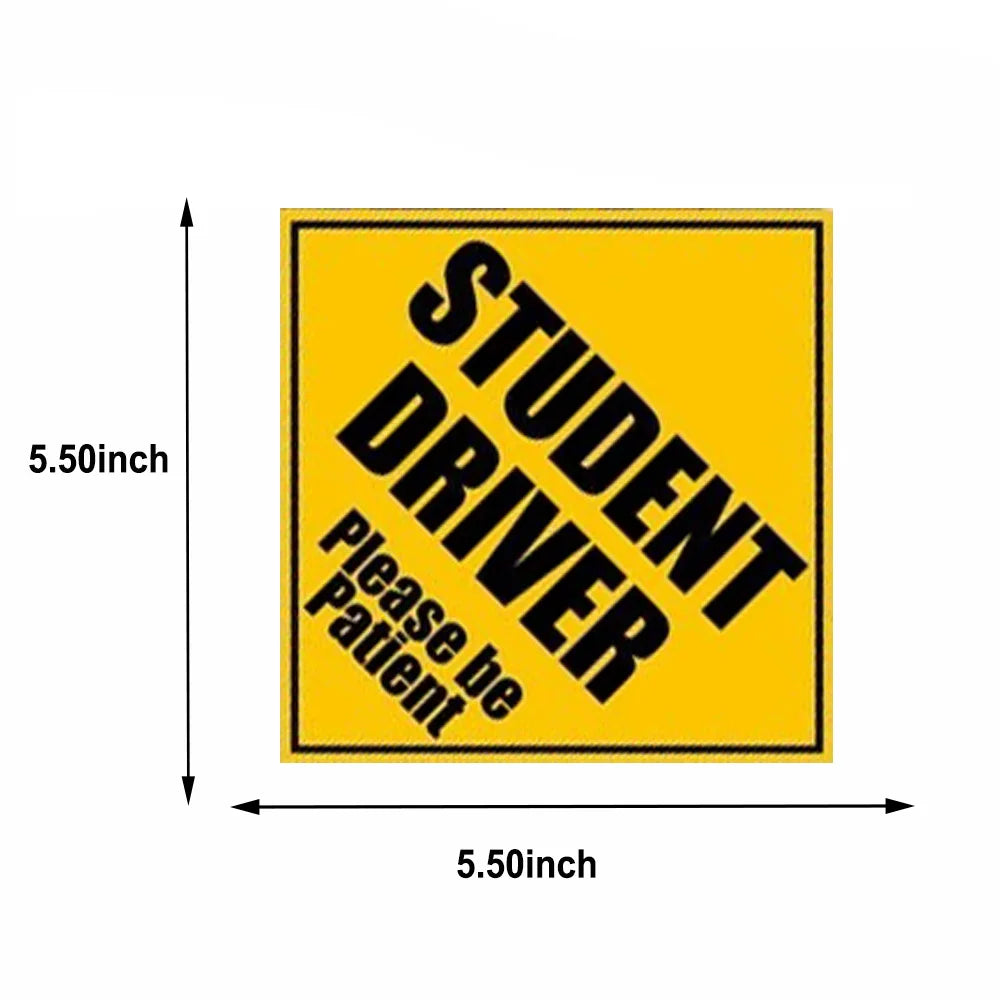 Student Driver Sticker Yellow Safety Decal School Teen Driver 5.5in 2Pack Peaceful Pleasures Health and Wellness