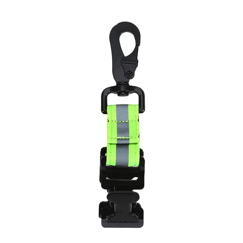 Firefighter Glove Clip Hook with Reflective Strip Portable Hanging Nylon Strap for Outdoor Camping Hiking Rescue Peaceful Pleasures Health and Wellness Green double clip