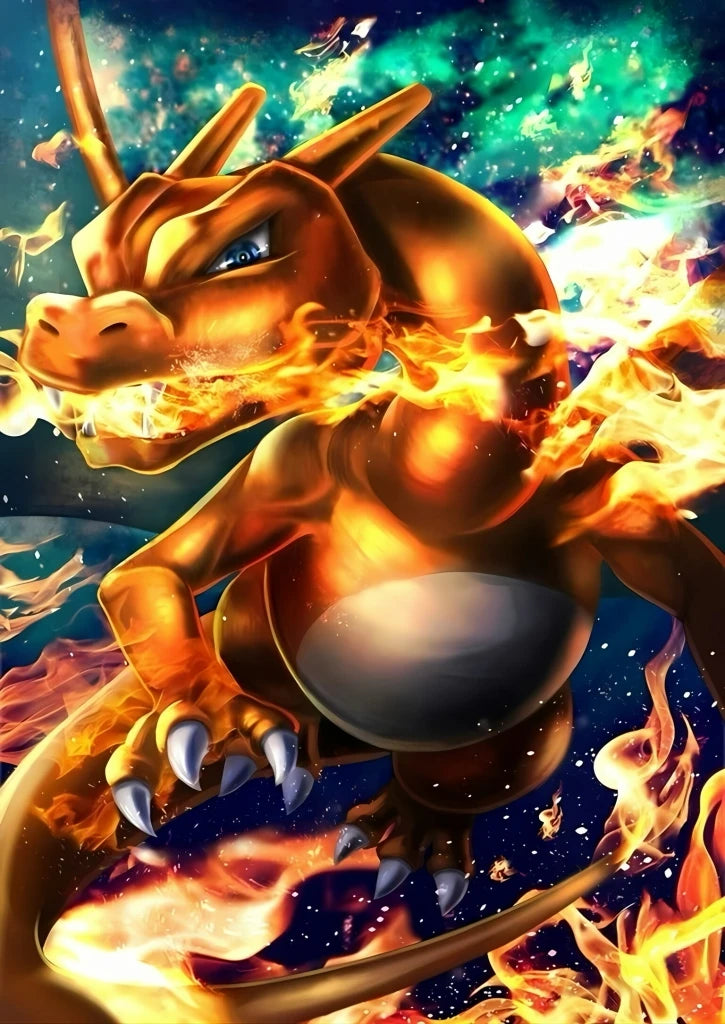 Pokemon Charmander Cute Cartoon Printed Art Mosaic Embroidery Posters Living Room Quality Canvas Home Wall Decor Peaceful Pleasures Health and Wellness 12 55x75cm