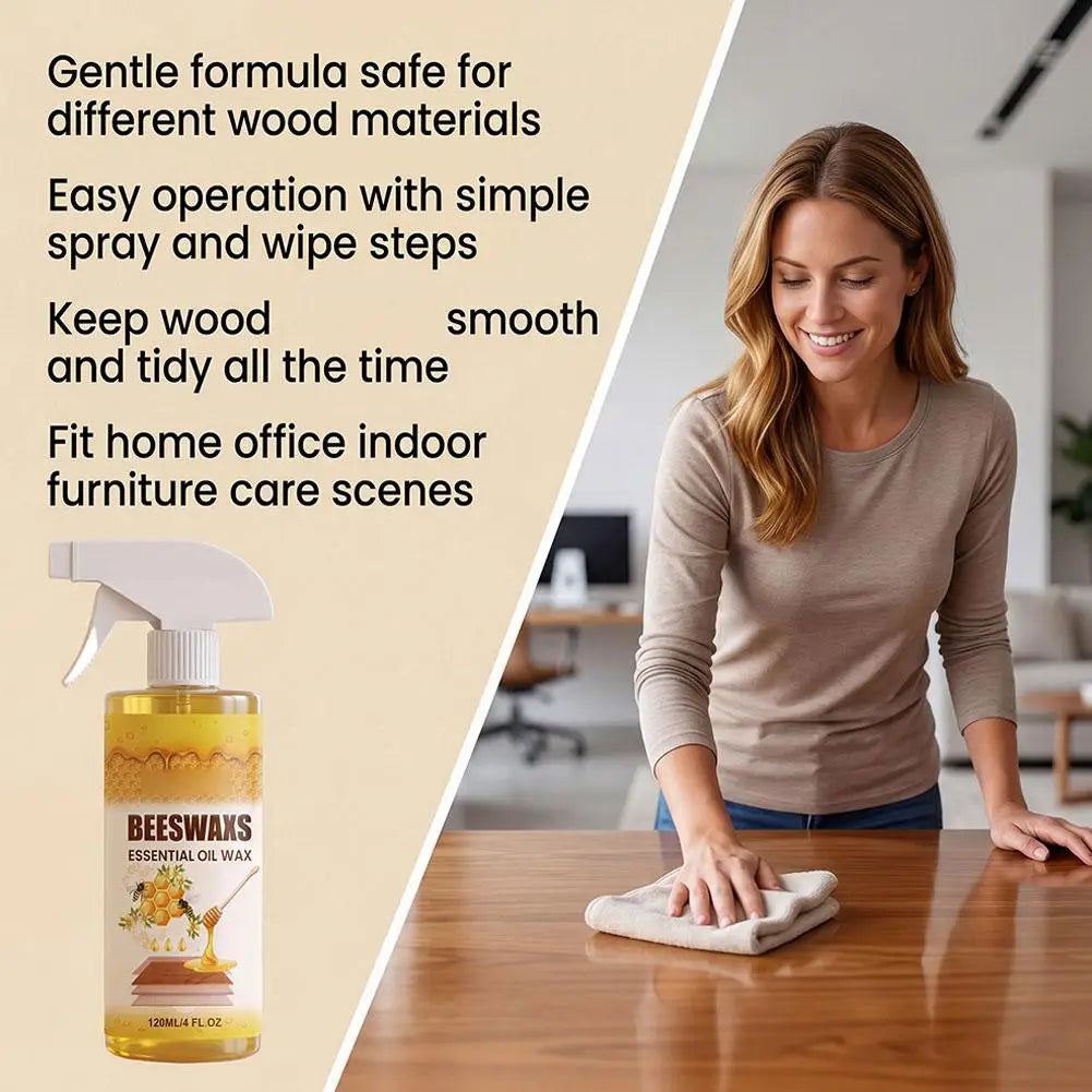 Wood Polishing Beeswax Spray Wooden Furniture Care Renew Shine Waterproof Anti-Crack No Residue Easy Apply Home Care Supplies Peaceful Pleasures Health and Wellness