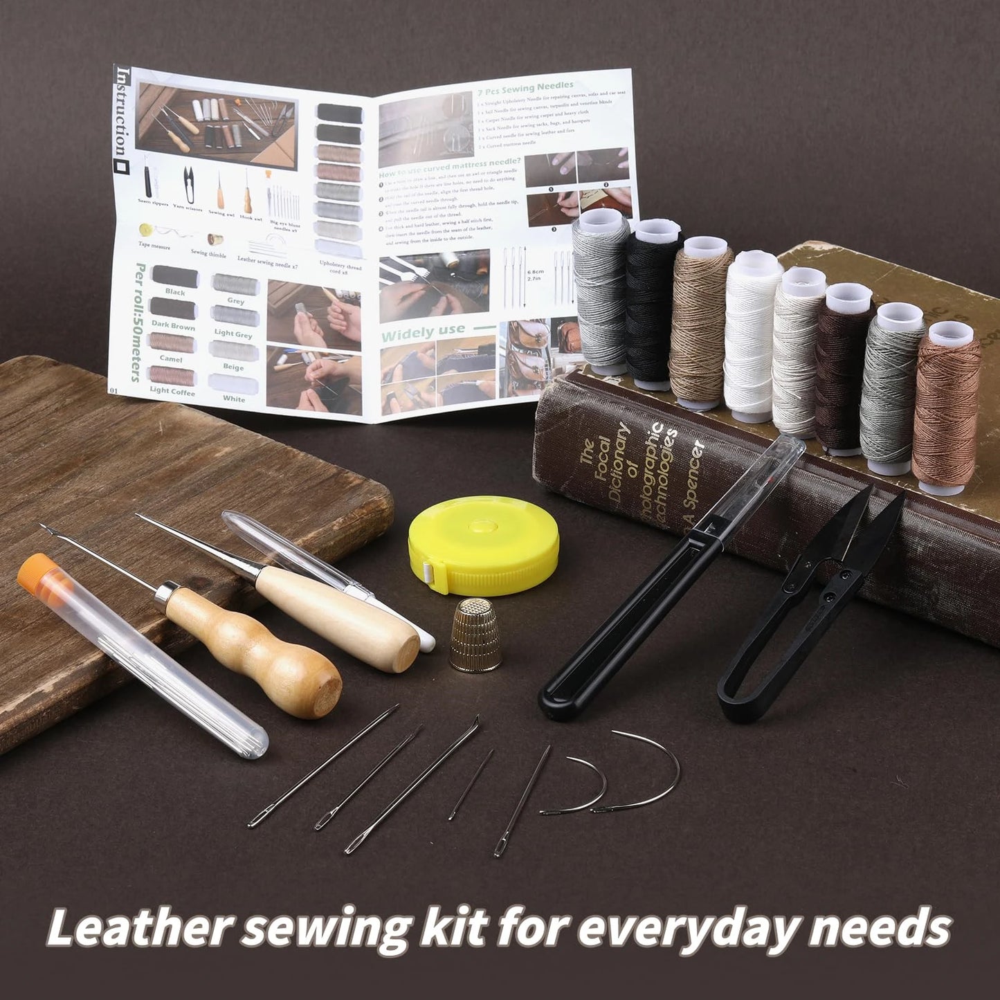 32-Pc Heavy Duty Upholstery Sewing Kit – Leather Awl & Thread