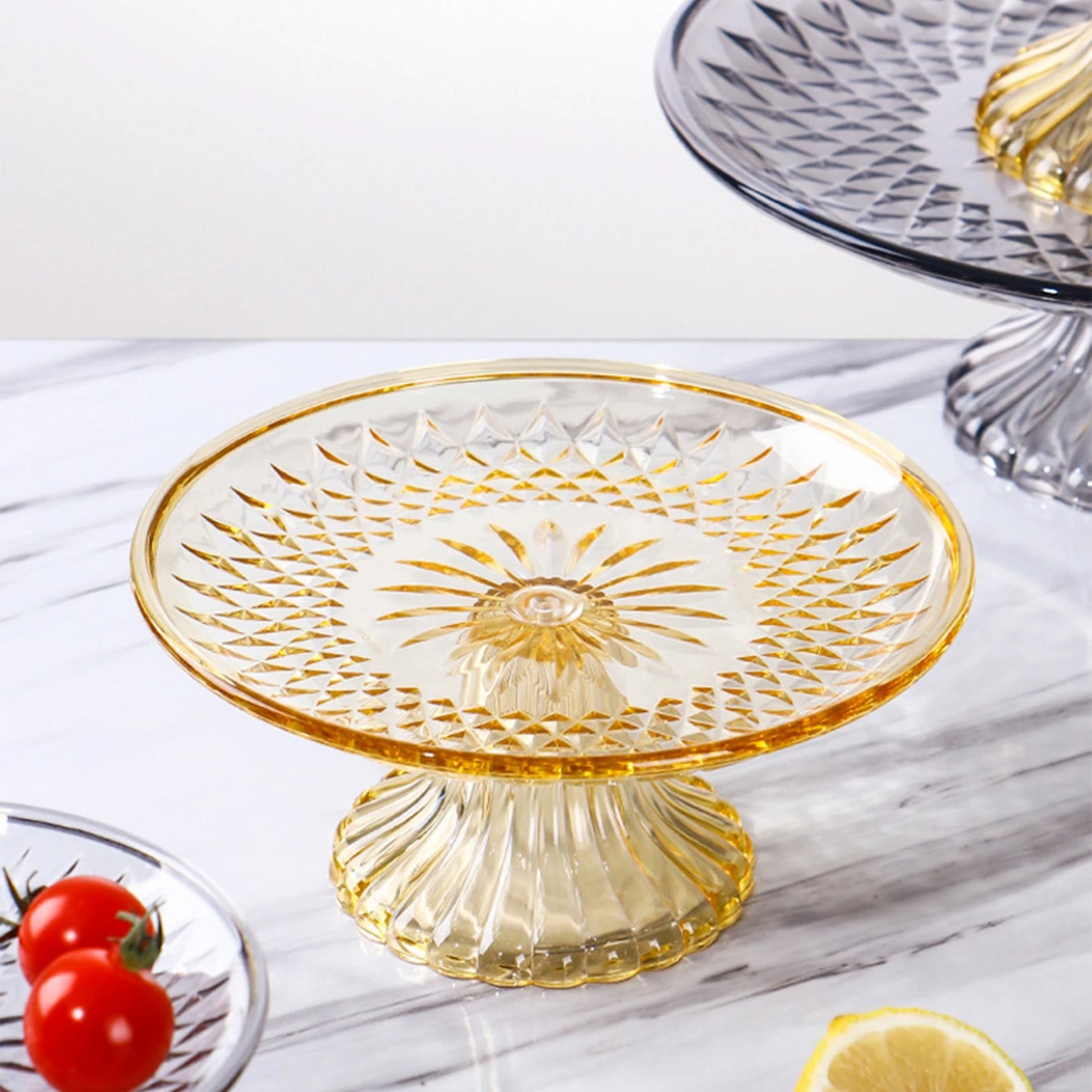 Round Cake Stand Serving Tray Shatter-proof Dessert Plate with Stand for Party Decorating Supplies Peaceful Pleasures Health and Wellness