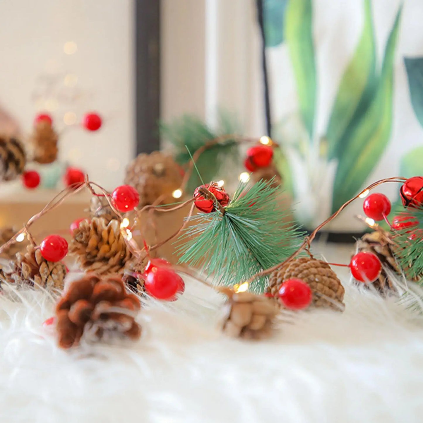 20 LED Christmas Fairy Lights with Pine Cones | Indoor & Outdoor