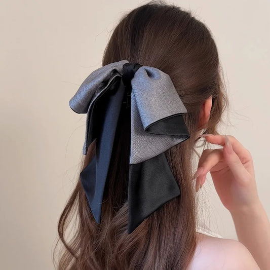 Glossy Pleated Bow Hair Clip – Chic Half-Up Ribbon Clip Bow Hair Clip Peaceful Pleasures Health and Wellness