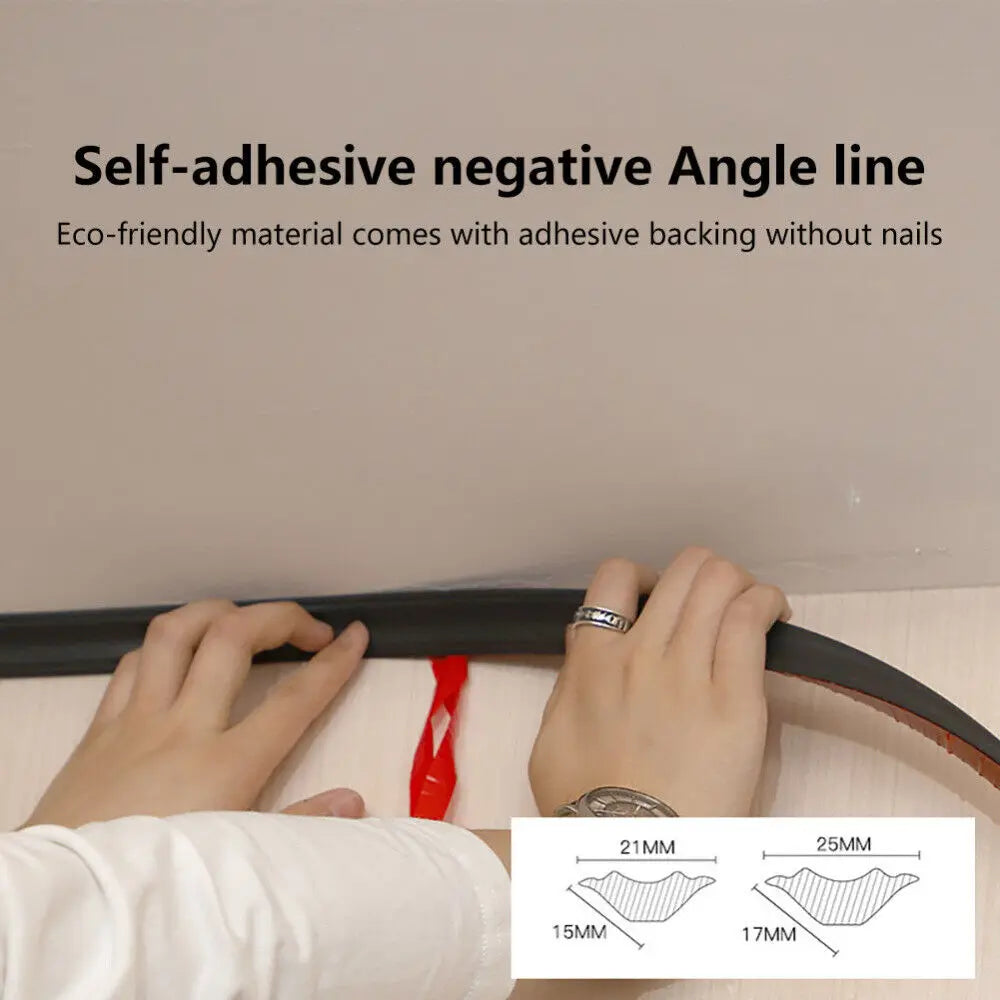 5M Self-Adhesive PVC Corner Trim Molding Strip | Skirting Line