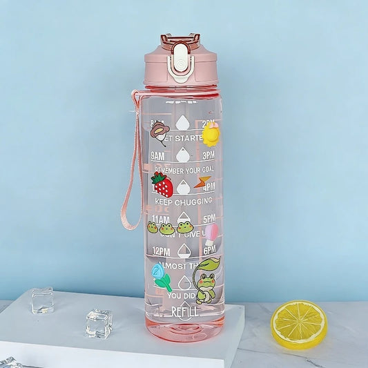 900ml Clear Water Bottle – Straw Lid & Carry Handle | Gym & Sport Sports Water Bottle Peaceful Pleasures Health and Wellness