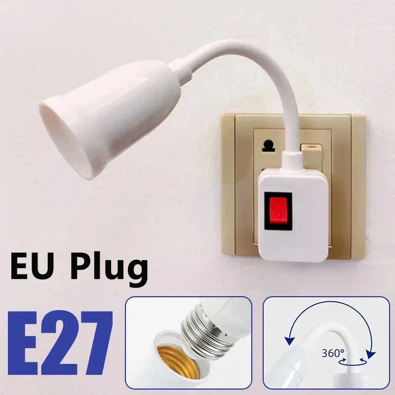 E27 Swivel Plug-In Bulb Holder with Switch & EU Plug