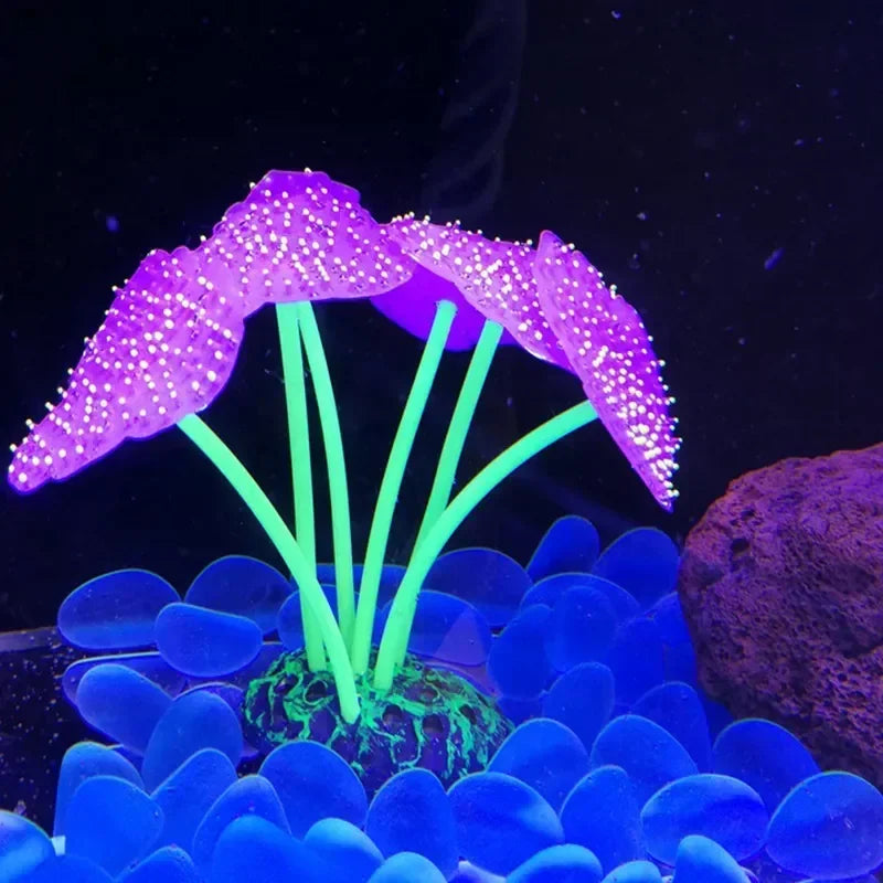 Glowing Artificial Anemone Aquarium Decoration | Silicone Plant