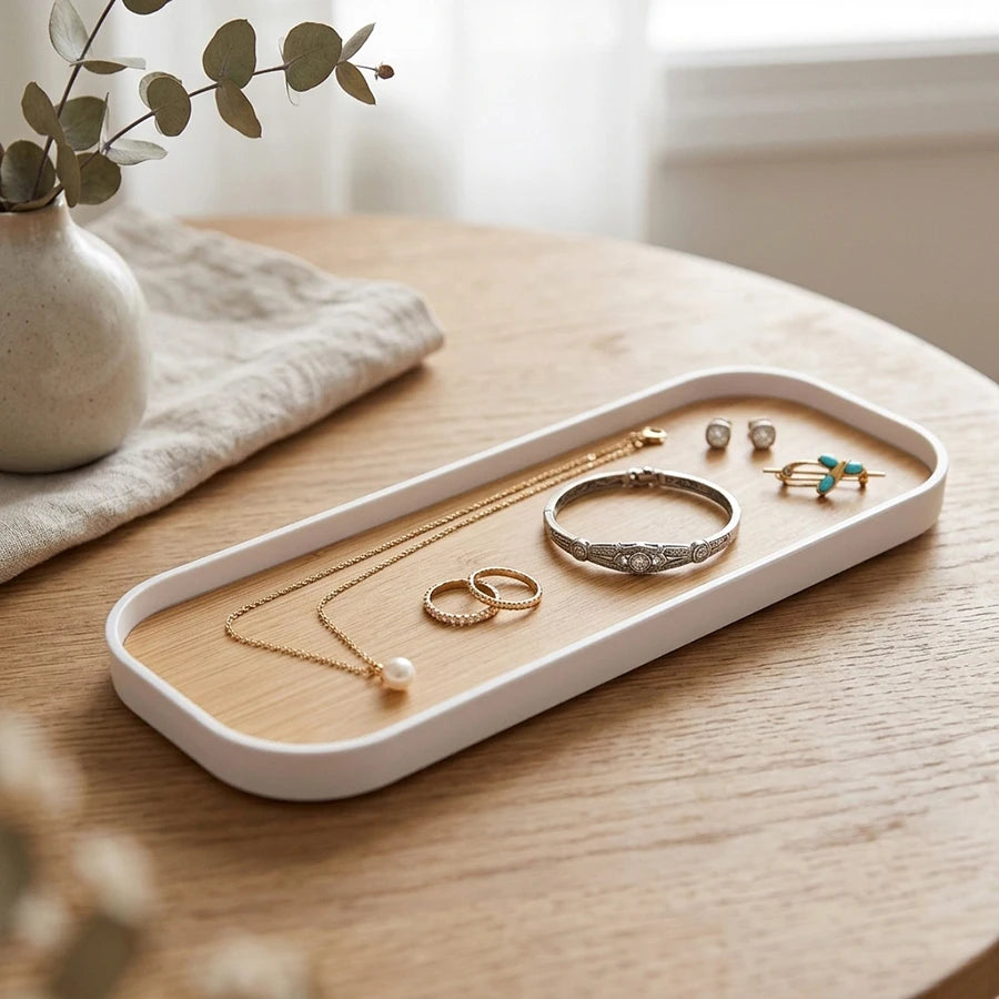 Marble-Pattern Bathroom Vanity Tray – Rectangle Counter Tray for Soap, Perfume & Jewelry (1-2 Pcs)