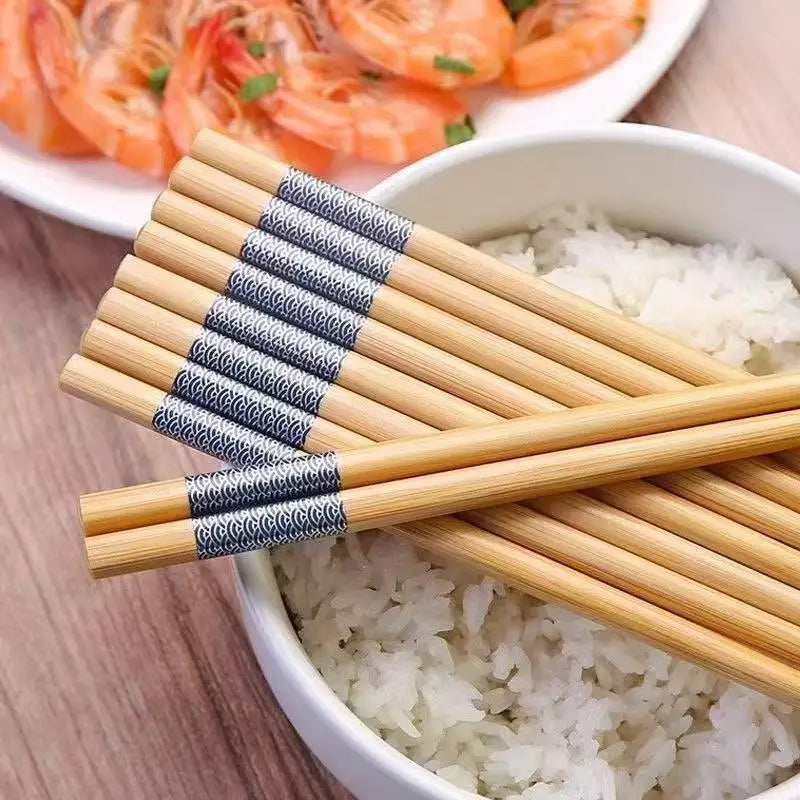 Premium Bamboo Chopsticks 10 Pairs | Non-Slip, Eco-Friendly