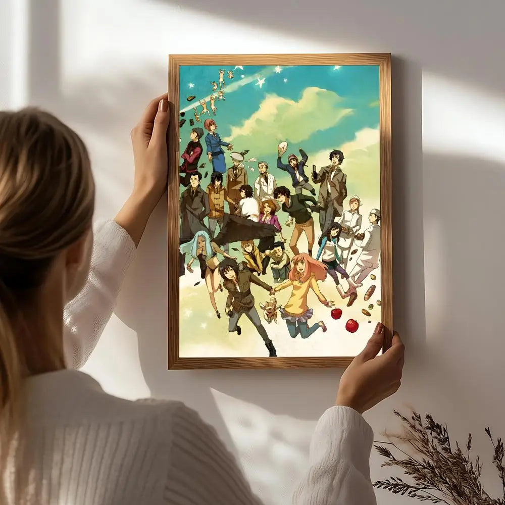 Anime E-Eden of the East Poster HD Self Adhesive Waterproof Wall Art Ideal for Home Office Dorm Bedroom Great Gift Peaceful Pleasures Health and Wellness White1 15X20cmNoframe