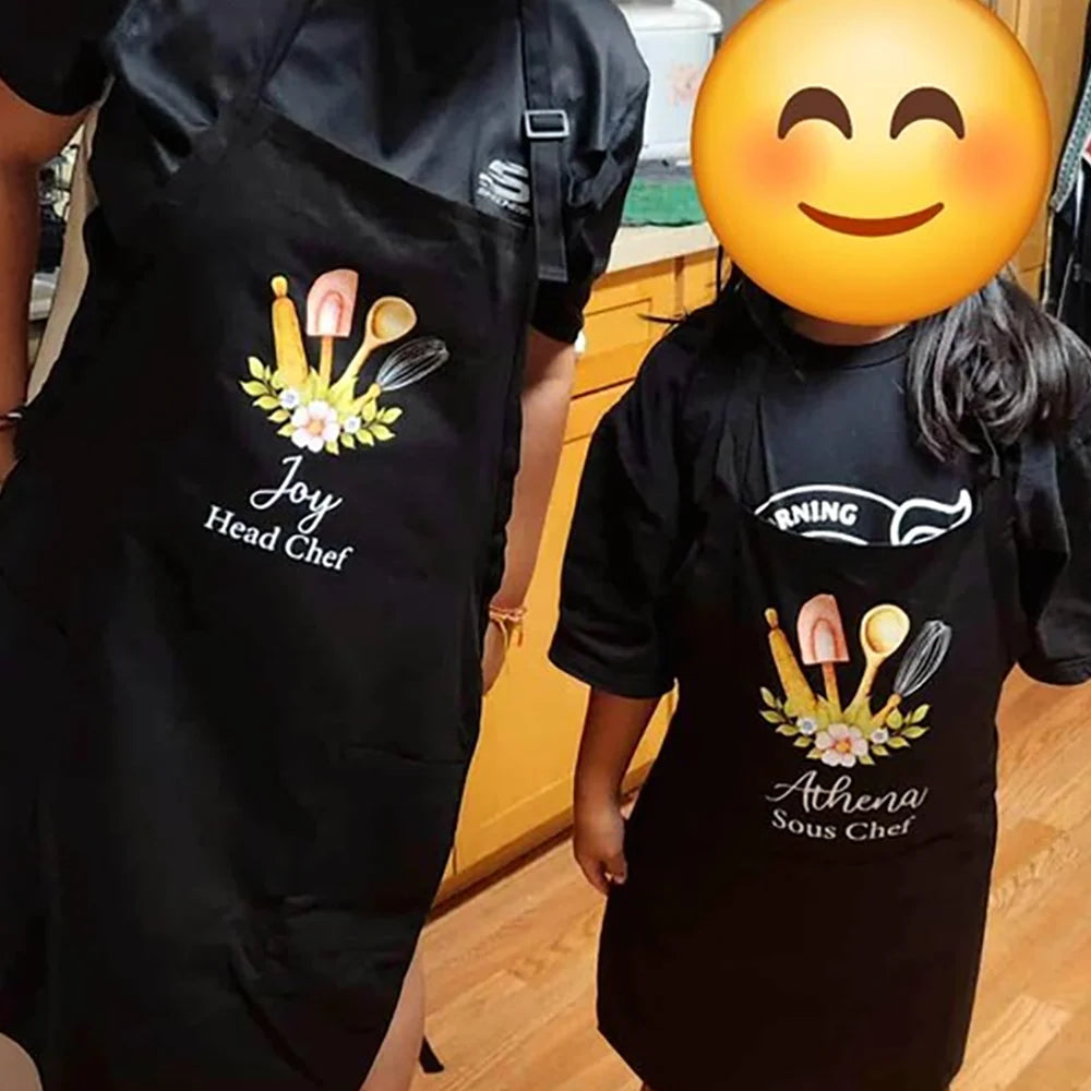 Custom Mommy and Me Matching Aprons – Mama Head Chef Set