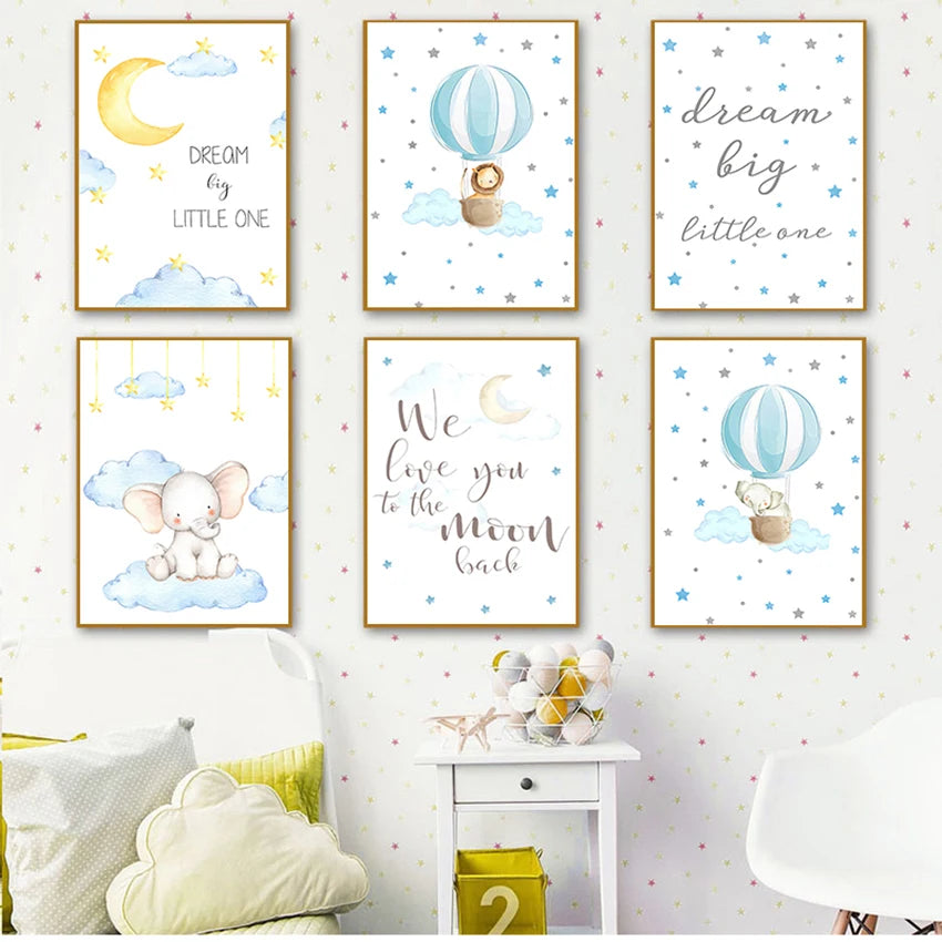 nursery print art decor paintings canvas livingroom Wall pictures for girls baby boy decoration bedroom poster animal Elephant Peaceful Pleasures Health and Wellness