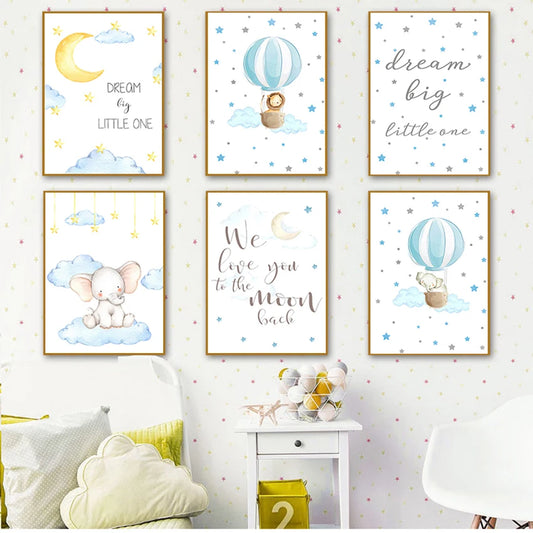 nursery print art decor paintings canvas livingroom Wall pictures for girls baby boy decoration bedroom poster animal Elephant Peaceful Pleasures Health and Wellness