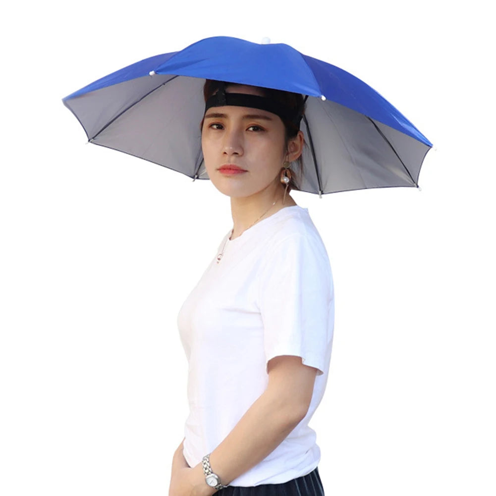 Hands-Free Umbrella Hat Cap – 27" UV & Waterproof, Fishing Peaceful Pleasures Health and Wellness Blue spain