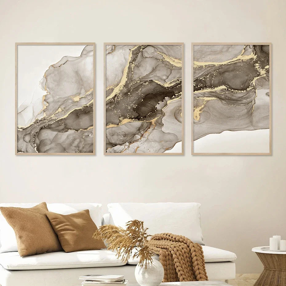 Triad Marble Beige Abstract Canvas Wall Art | Minimalist Décor Canvas Wall Art Peaceful Pleasures Health and Wellness