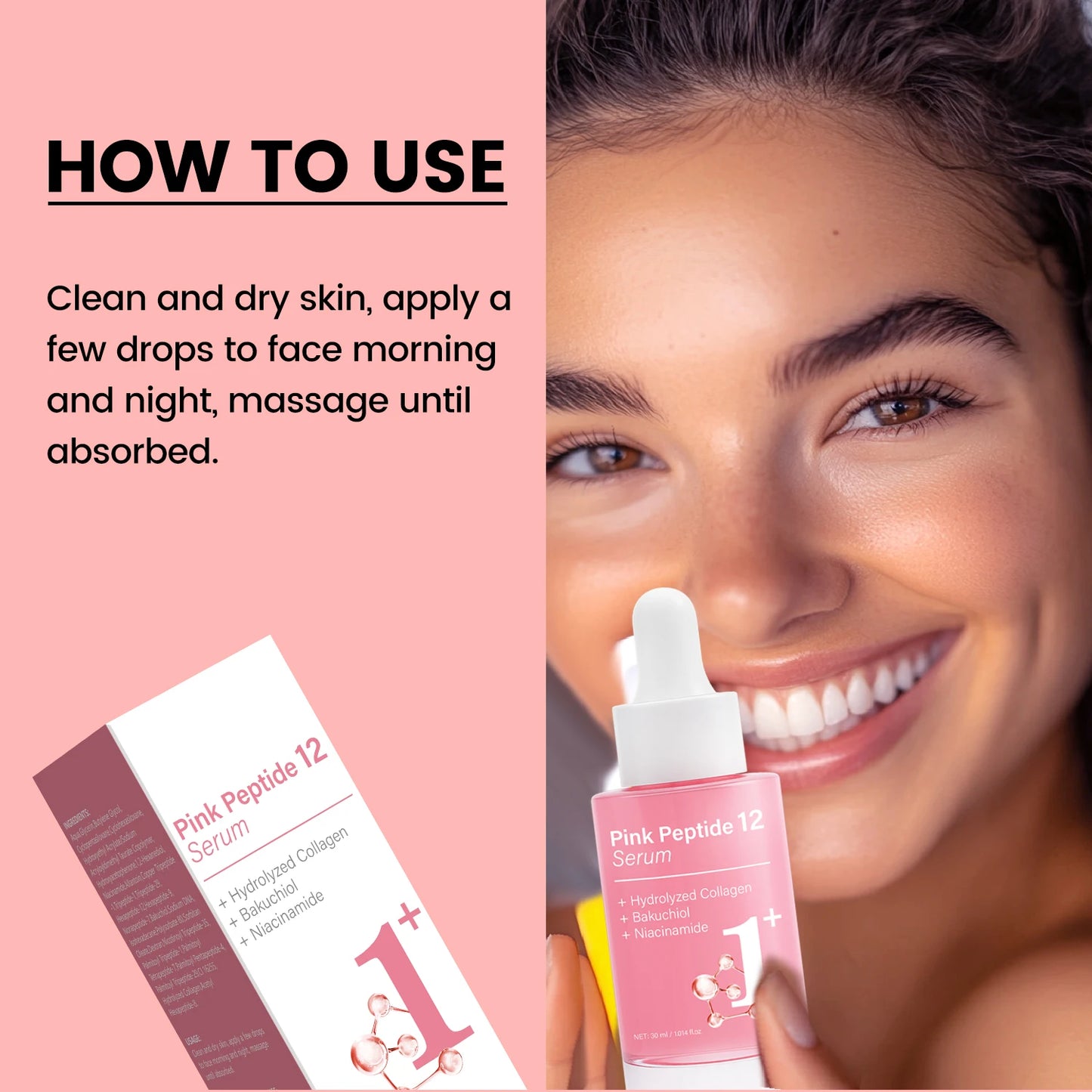 Pink Peptide 12 Serum with Bakuchiol & Niacinamide - Anti Aging Face Serum for Women - Hydrating & Firming 30ml Peaceful Pleasures Health and Wellness