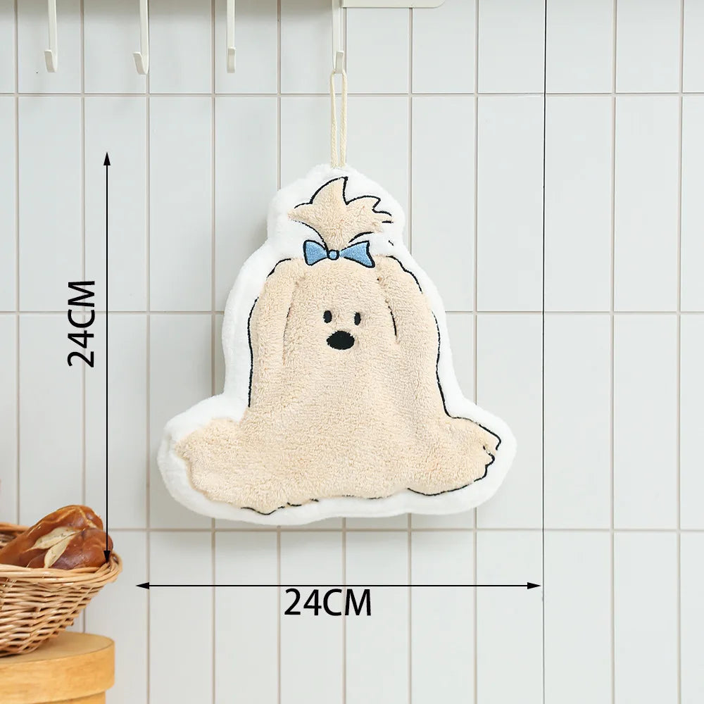 Cute Cartoon Dog Coral Fleece Hand Towel – Kitchen & Bathroom Hand Towel Peaceful Pleasures Health and Wellness